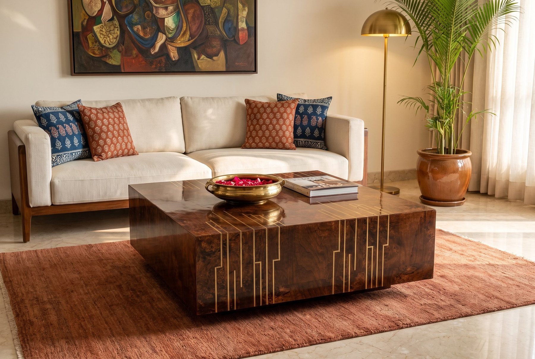 Ember coffee table in a styled room