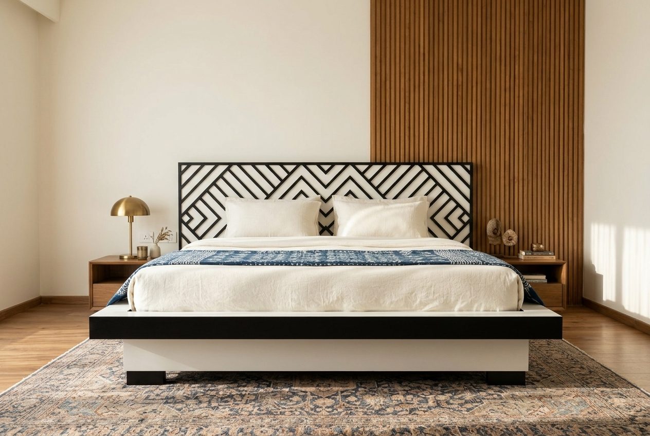Zig platform bed in a styled room
