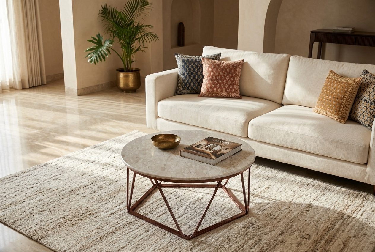 Halo coffee table in a styled room