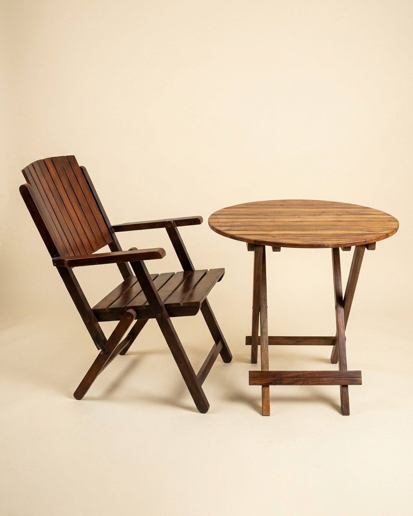 Balcony folding table and chairs, studio photo