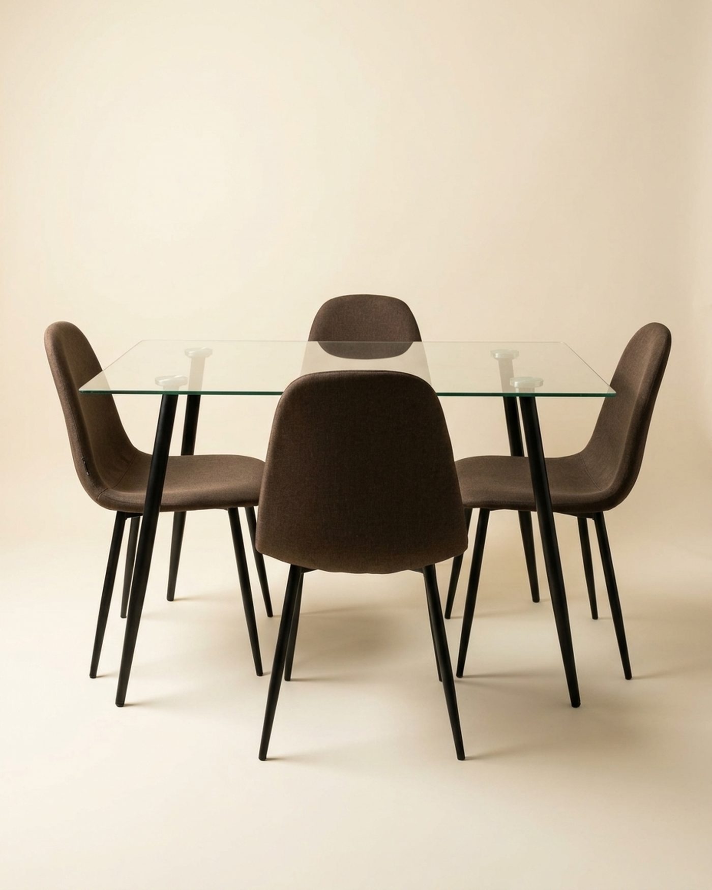 Clear glass dining set, studio photo