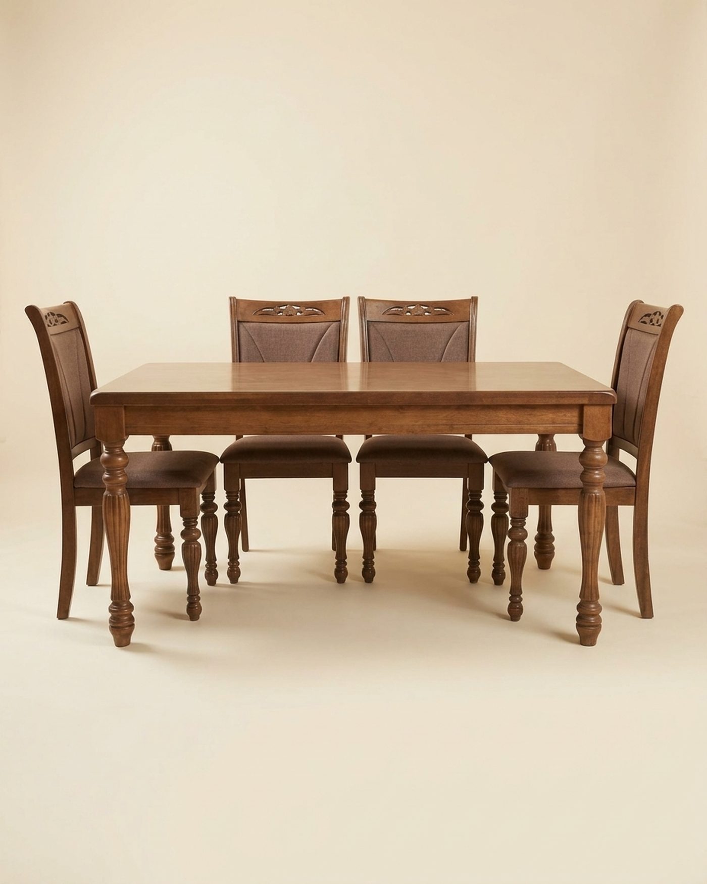 Colonial carved dining set, studio photo