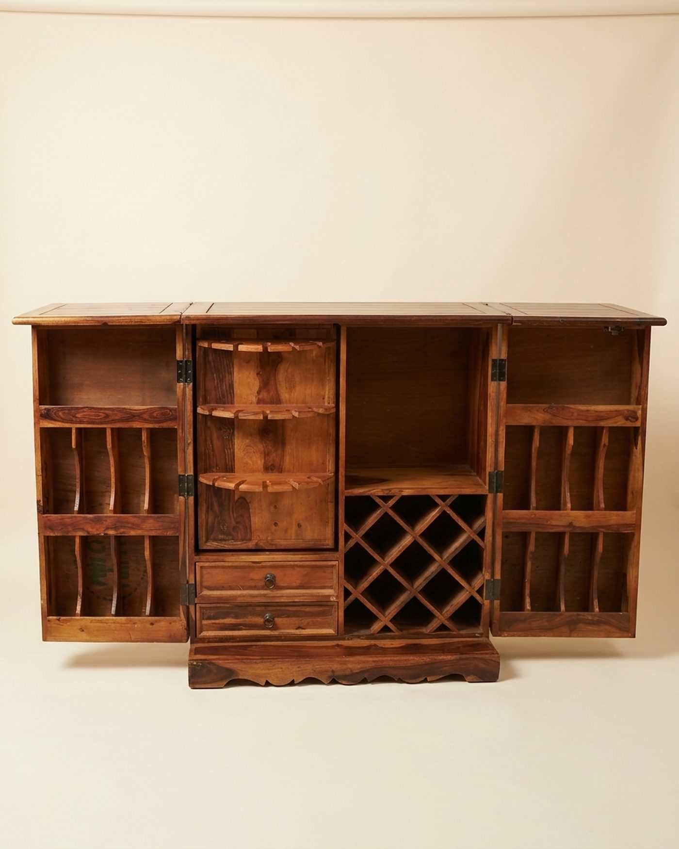 Diamond carved bar cabinet, view 2