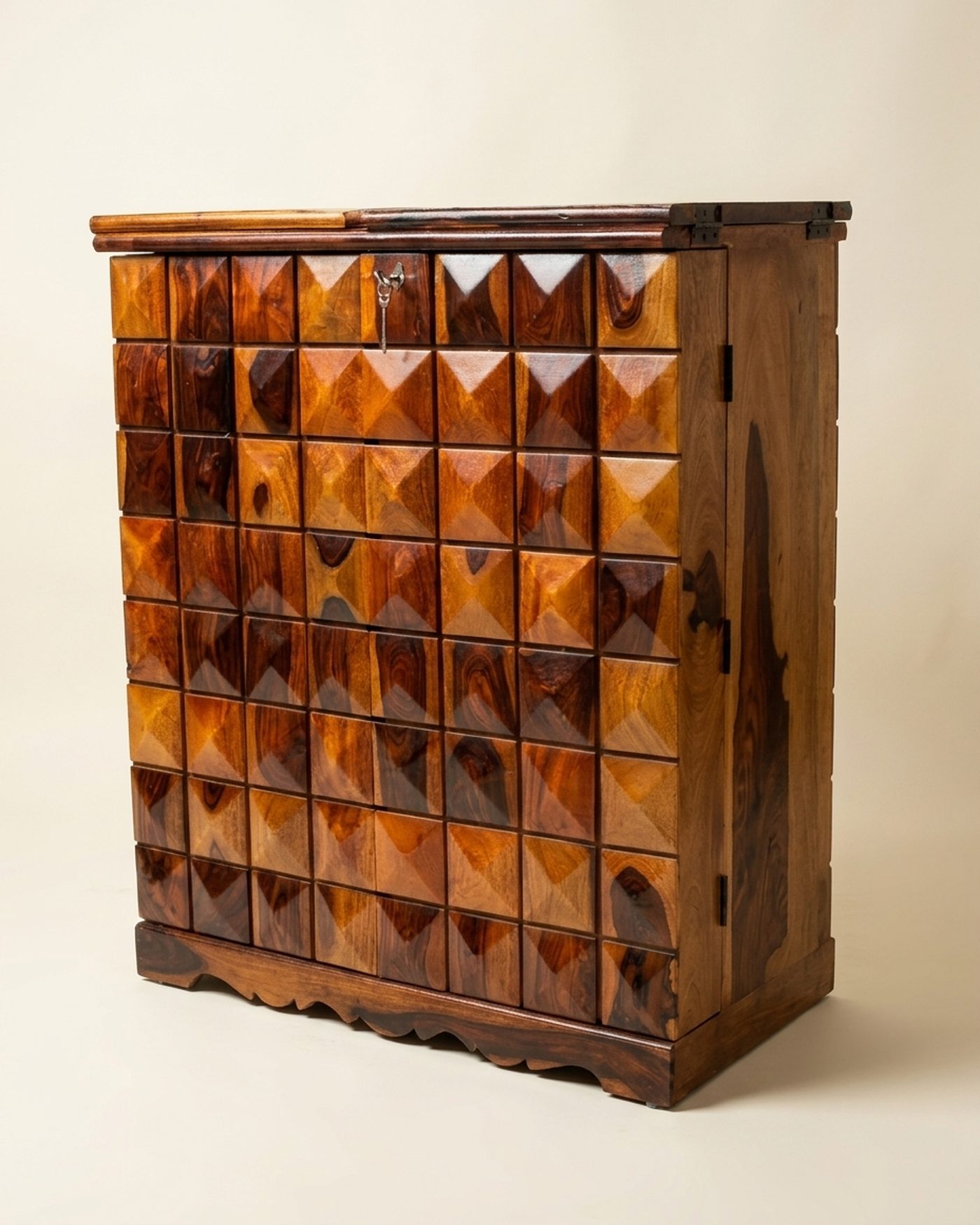 Diamond carved bar cabinet, view 3