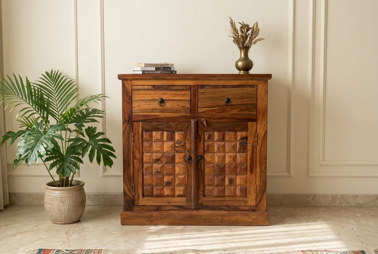 Facet carved sideboard in a styled room