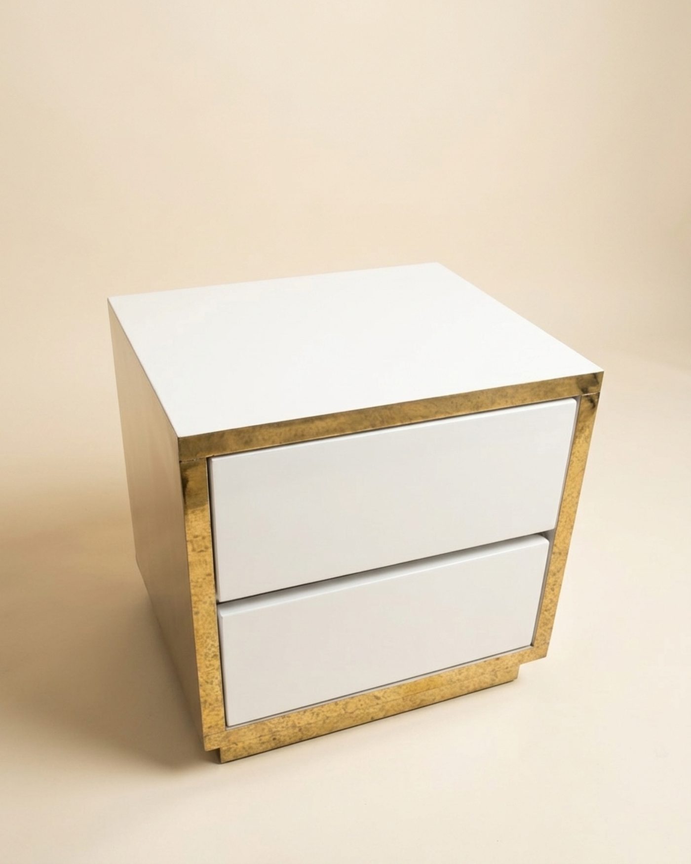 Gloss brass-edge bedside table, view 2