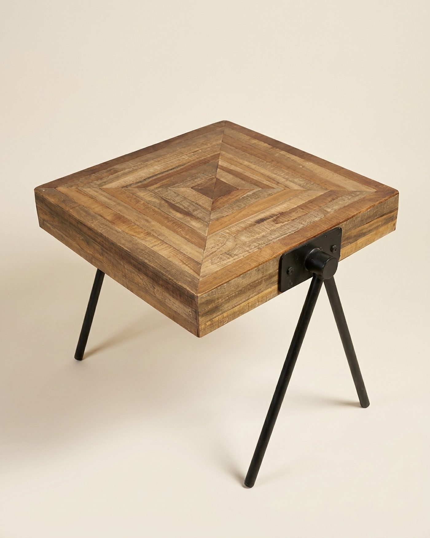 Herring parquet side table, view 2
