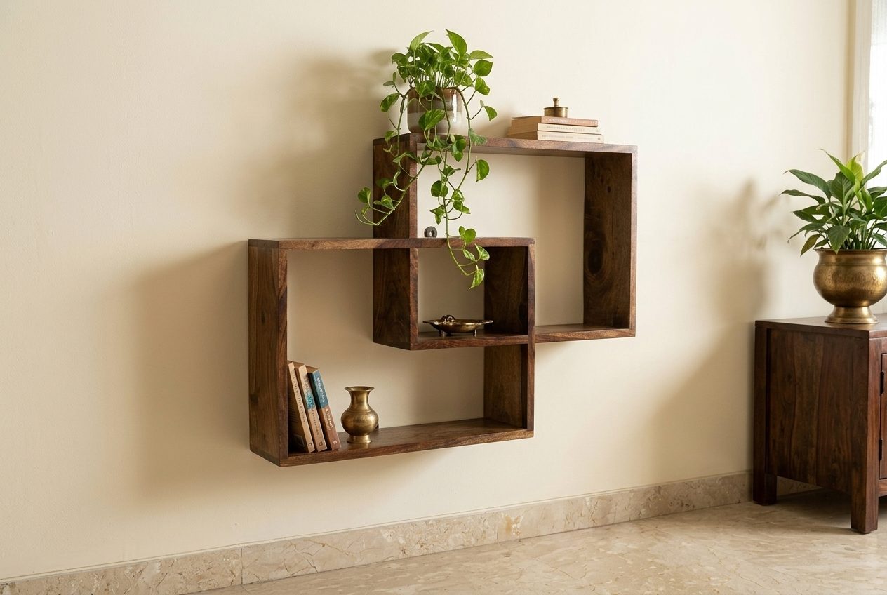 Interlock wall shelf in a styled room