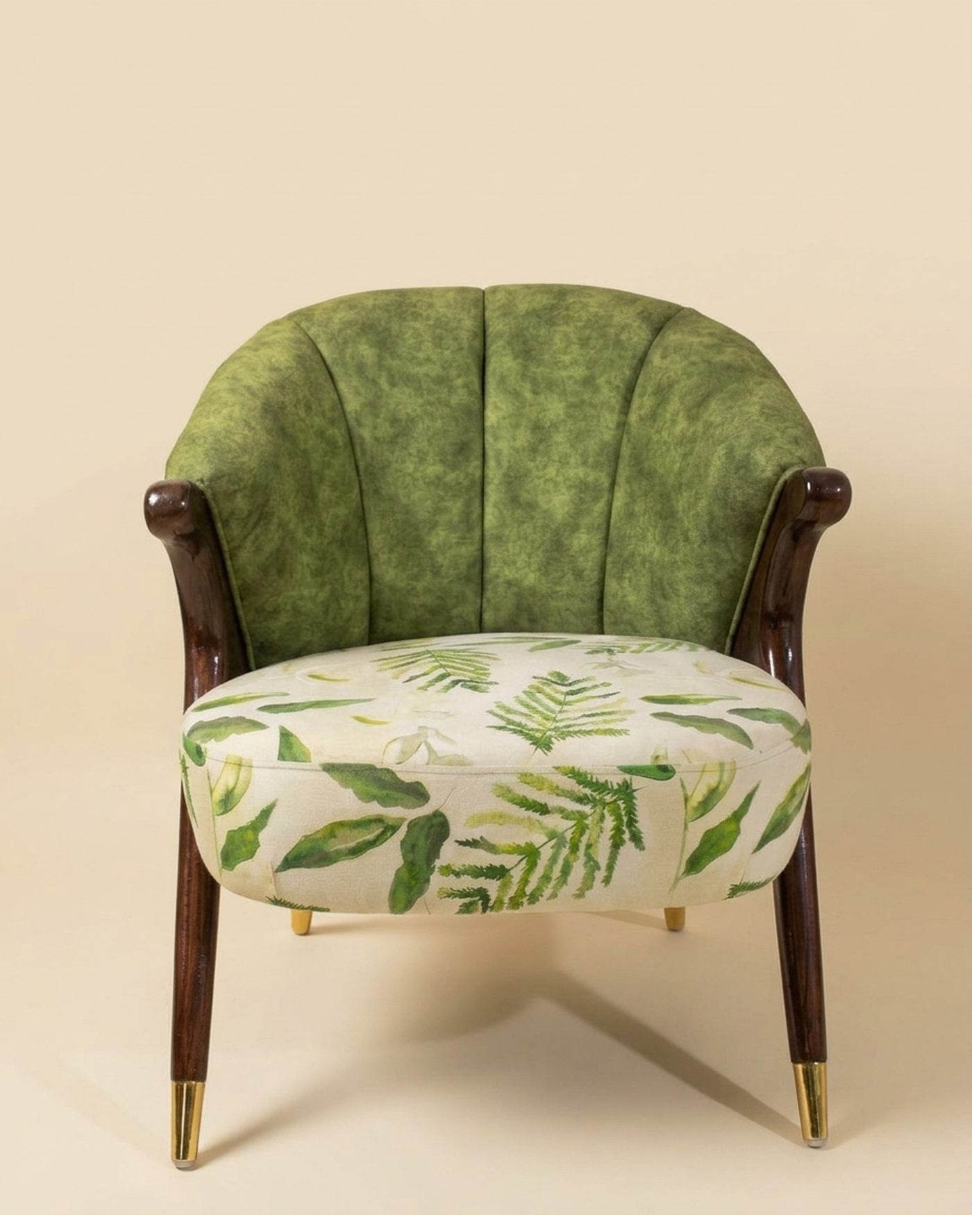 Leaf printed accent chair, studio photo