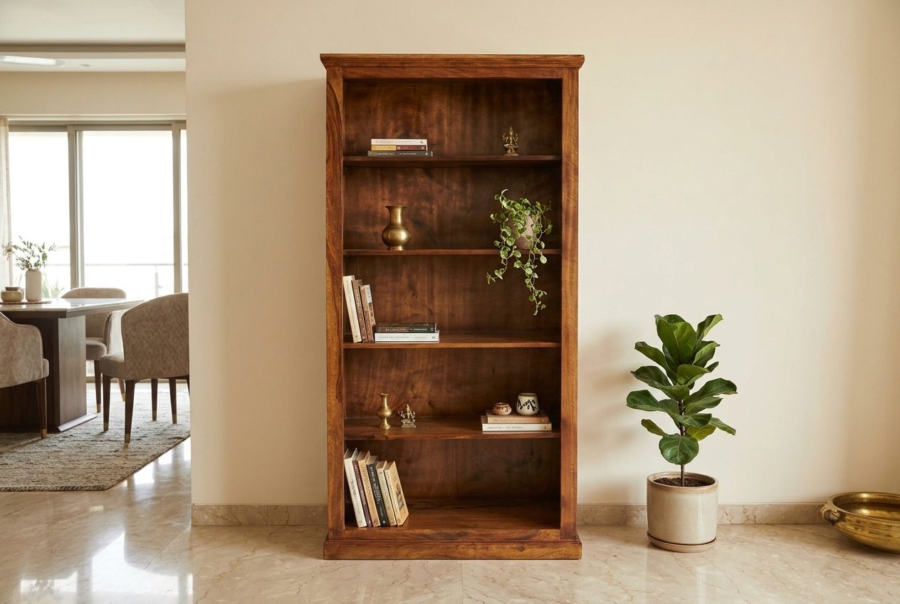 Library sheesham bookshelf in a styled room