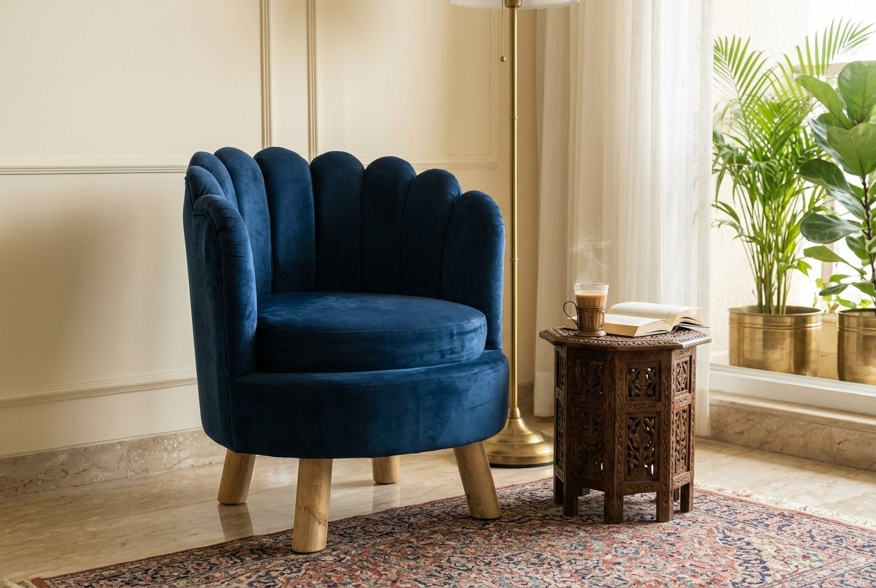 Lotus scallop-back chair in a styled room