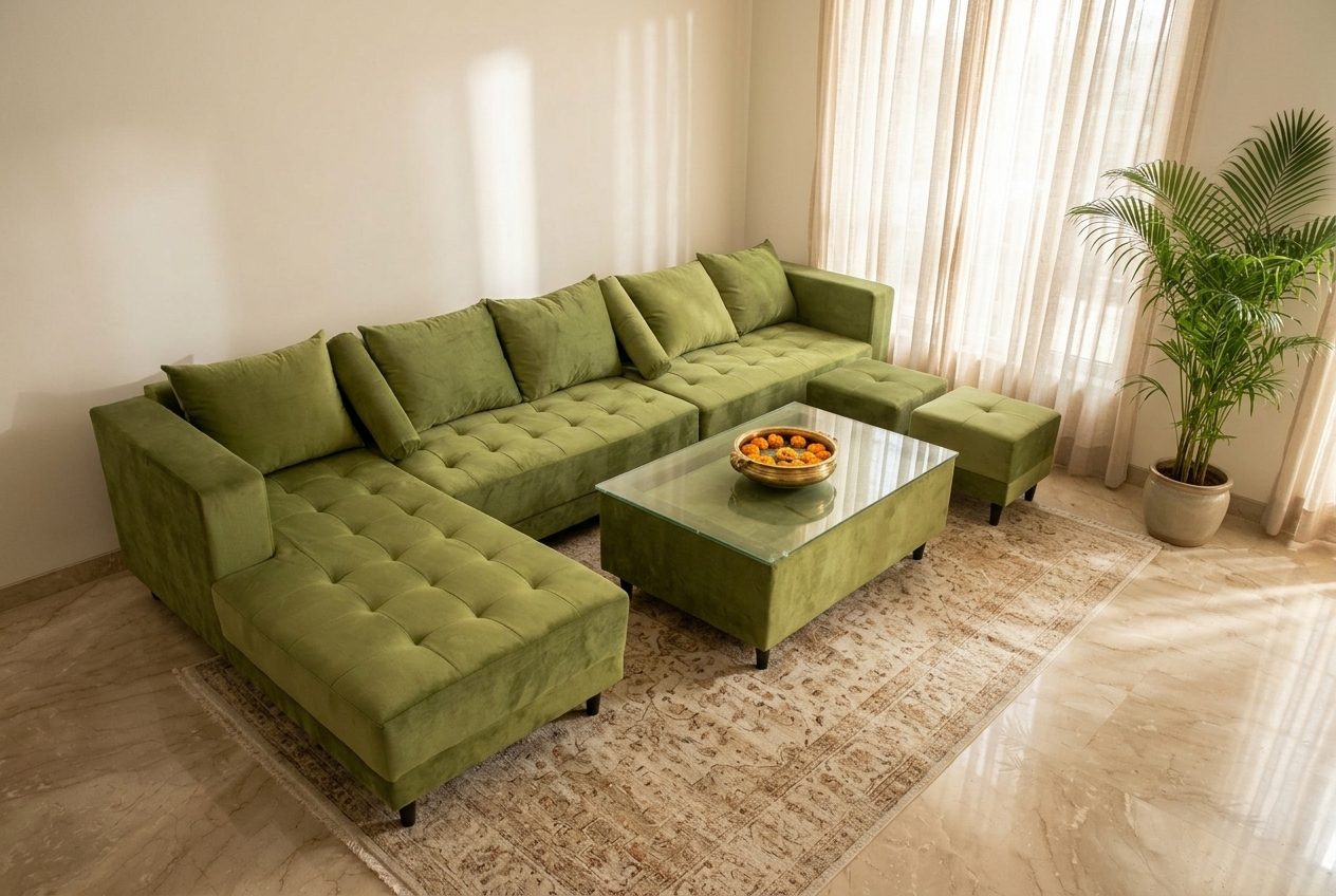 Meadowline l-shaped sectional in a styled room