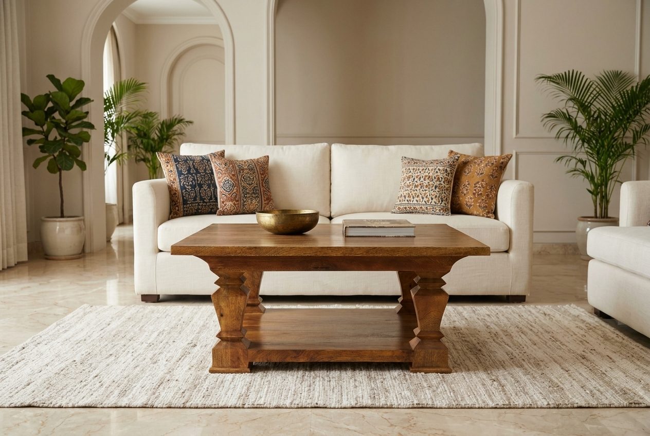 Monastery sheesham coffee table in a styled room