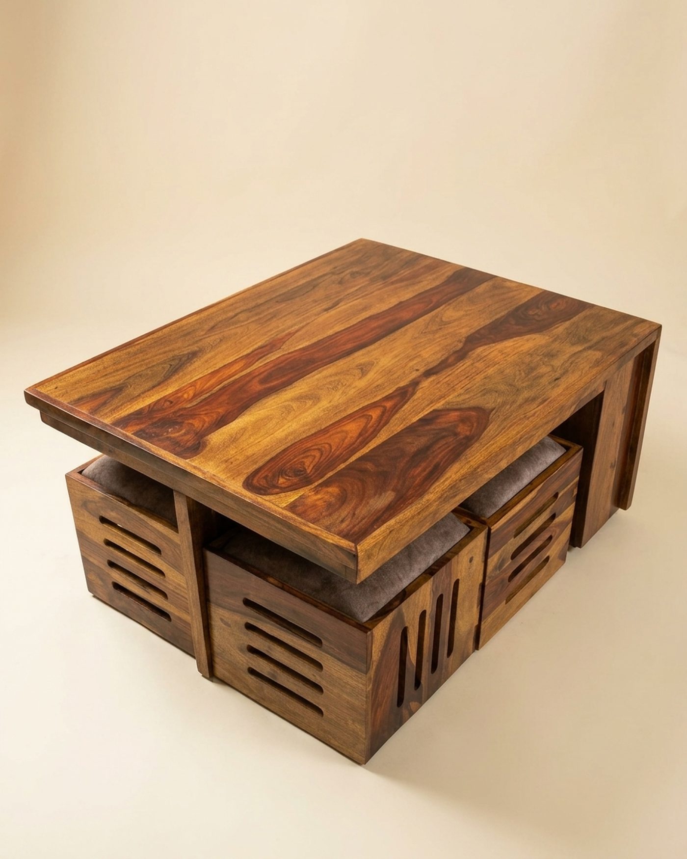Nest Table coffee table with stools, studio photo