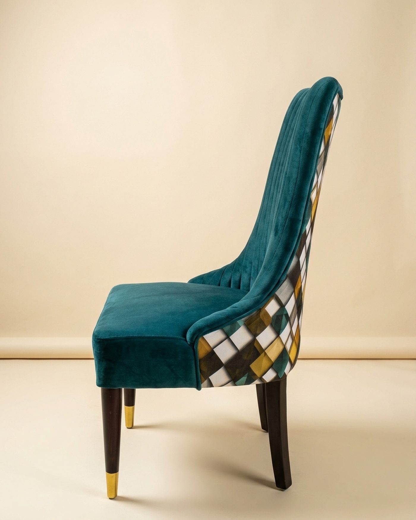 Ocean velvet dining chair, view 2