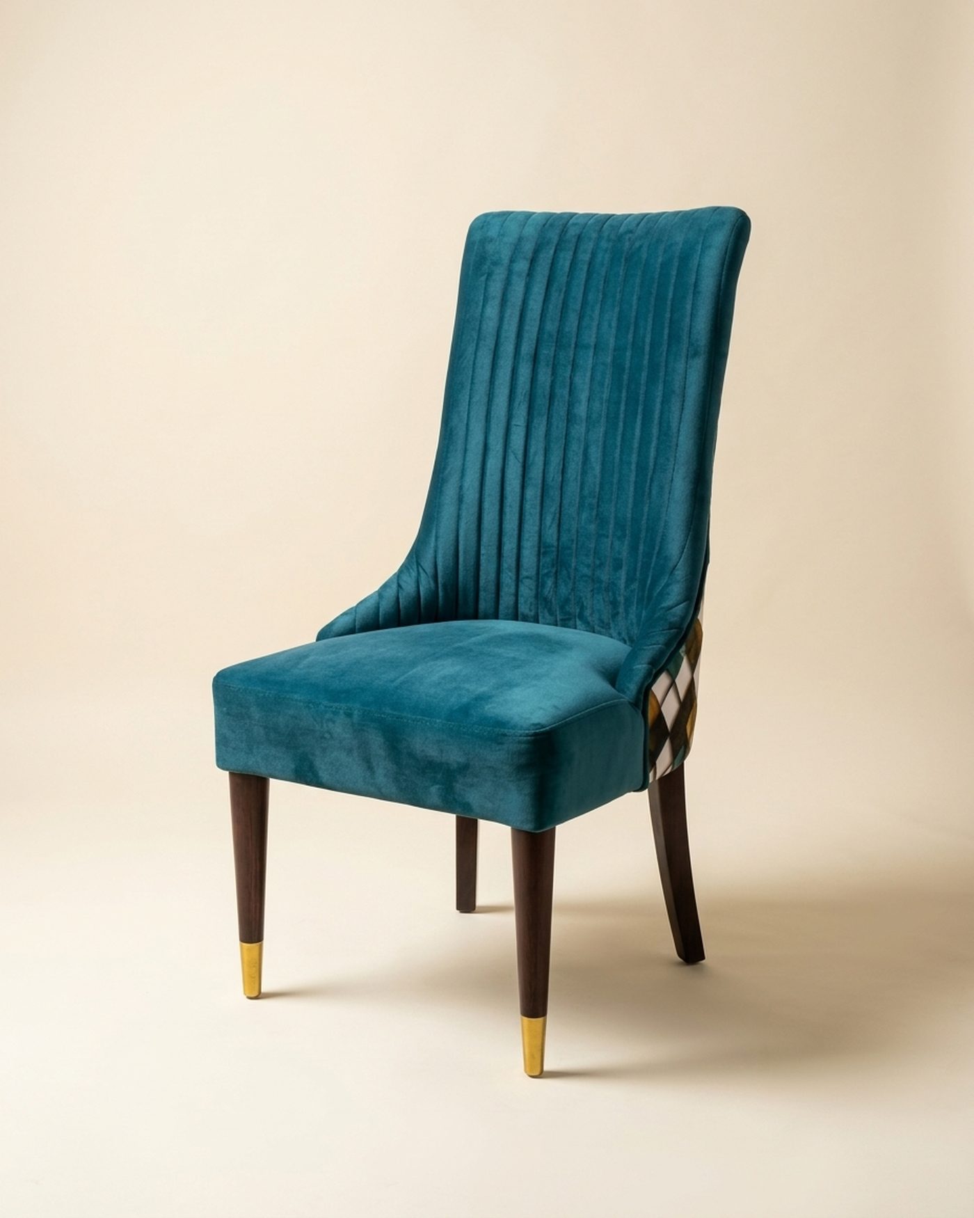 Ocean velvet dining chair, view 3