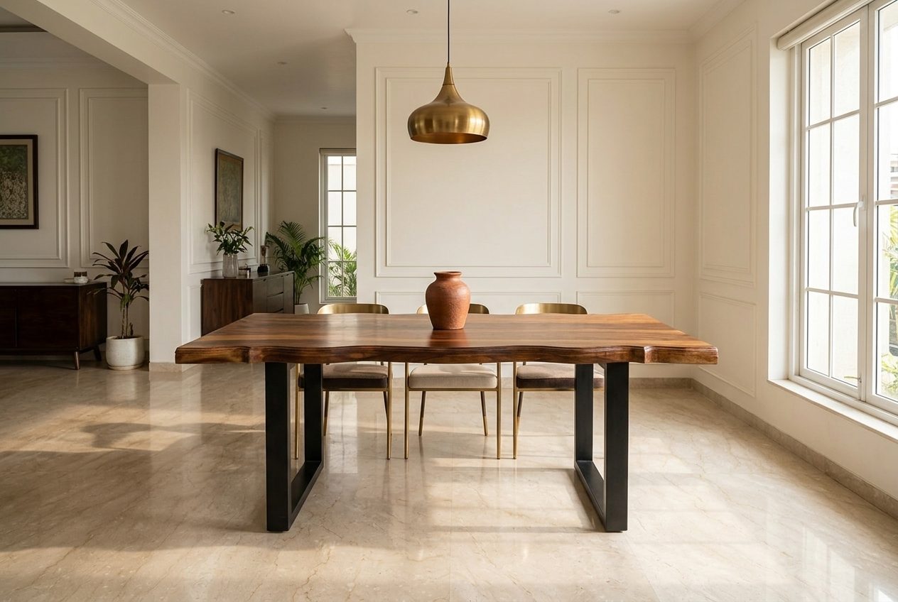 Plank Dining wood dining table in a styled room