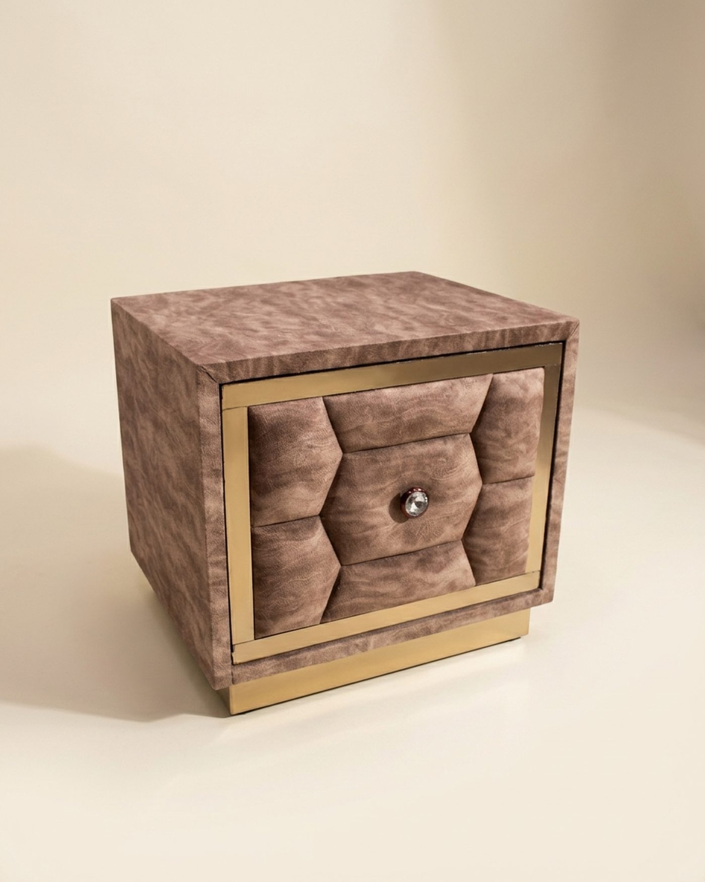Plush tufted bedside table, view 2