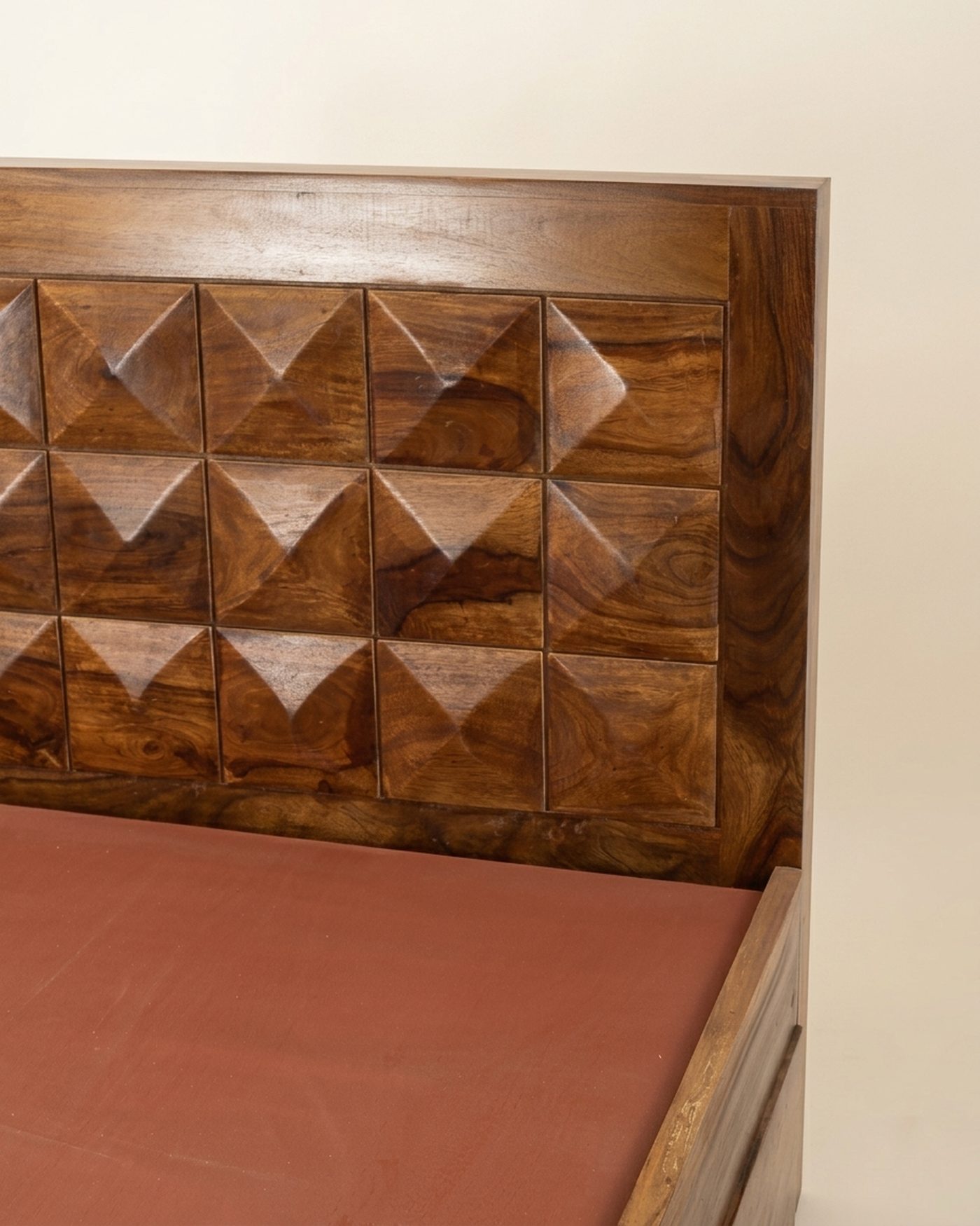 Pyramid diamond-carved storage bed, view 2