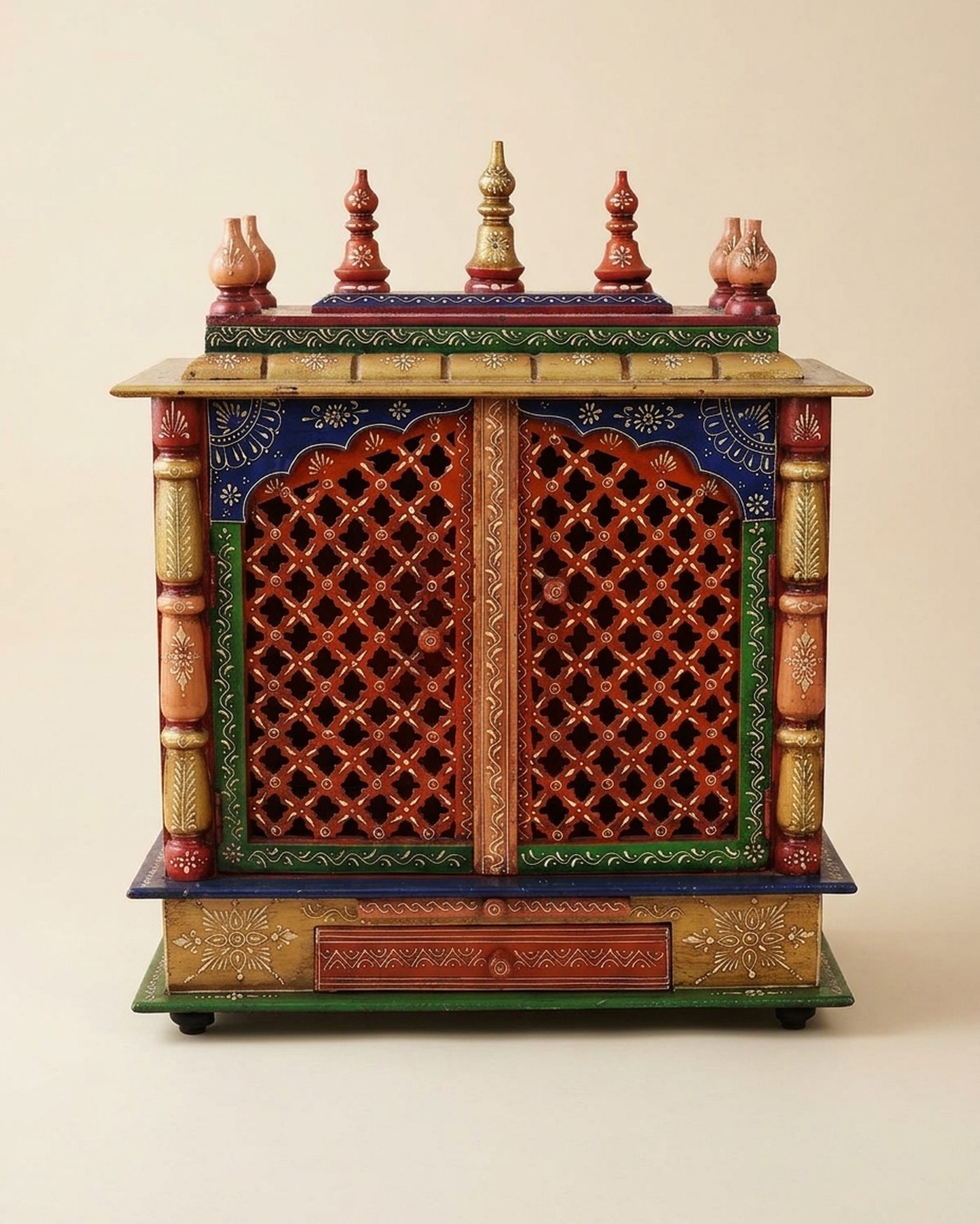 Rangeela painted pooja unit, studio photo