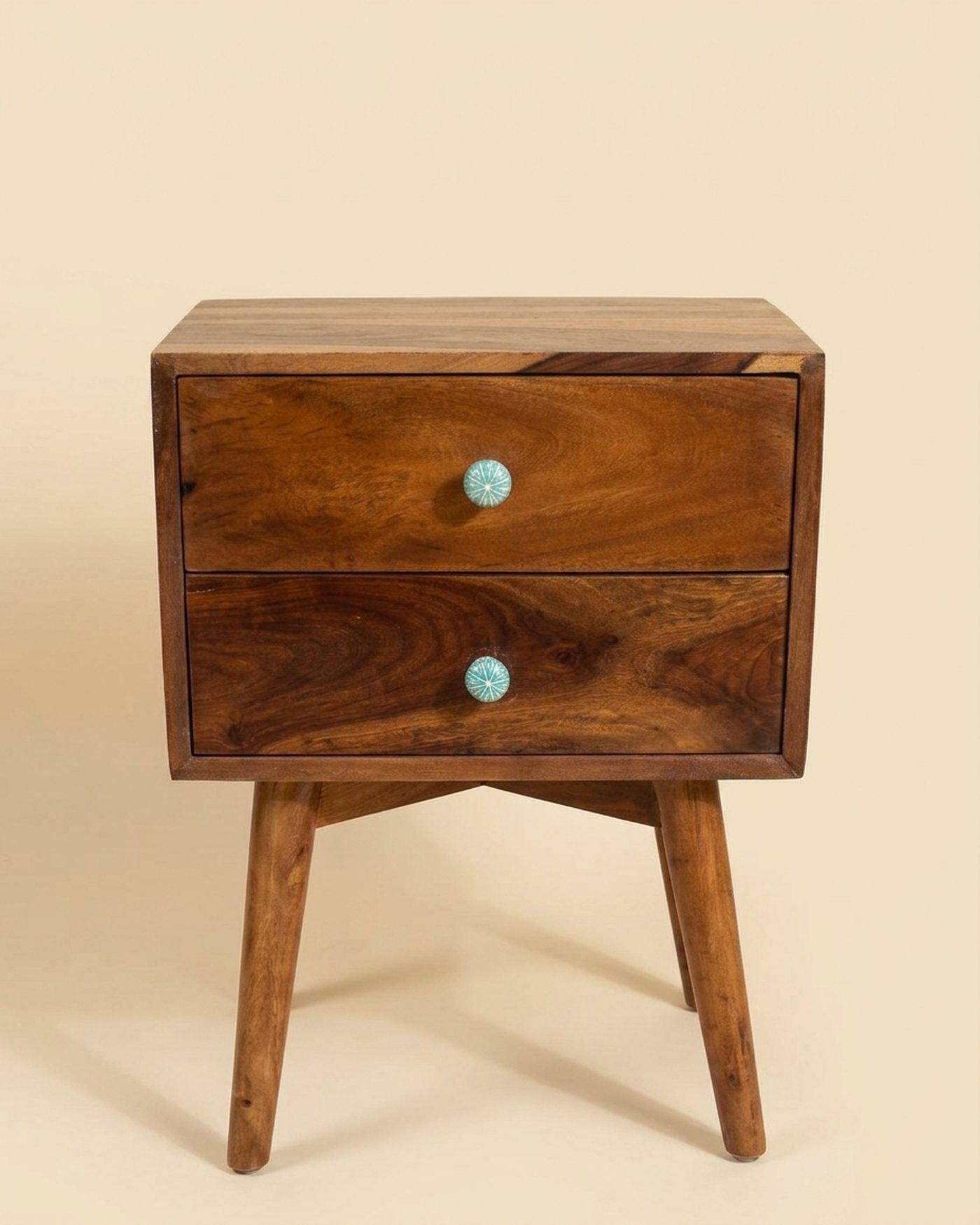 Retro Night sheesham bedside table, studio photo