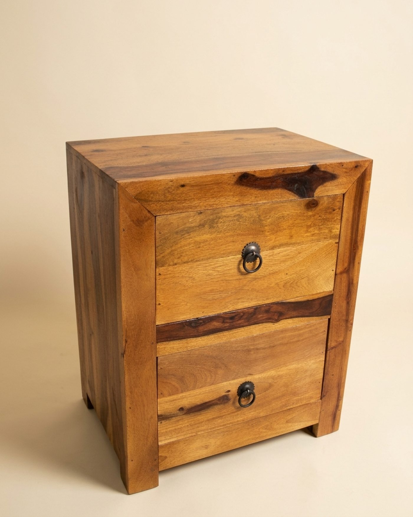 Ringpull sheesham bedside chest, studio photo