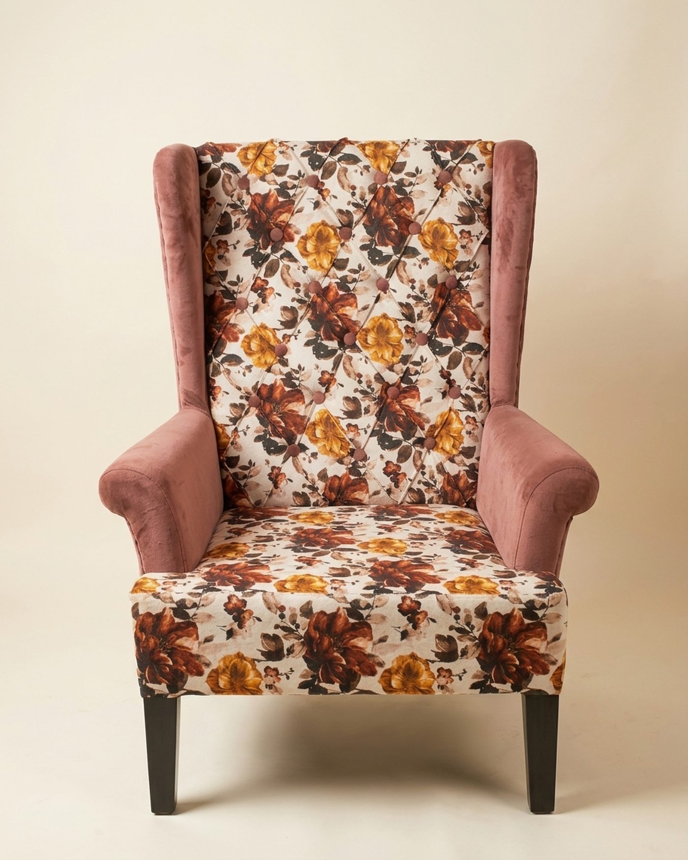 Rosebud floral wingback, studio photo