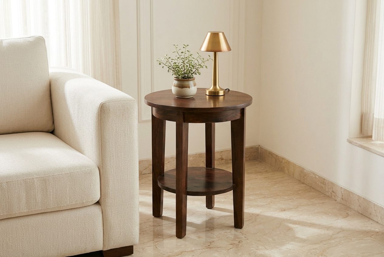 Round Two round side table in a styled room