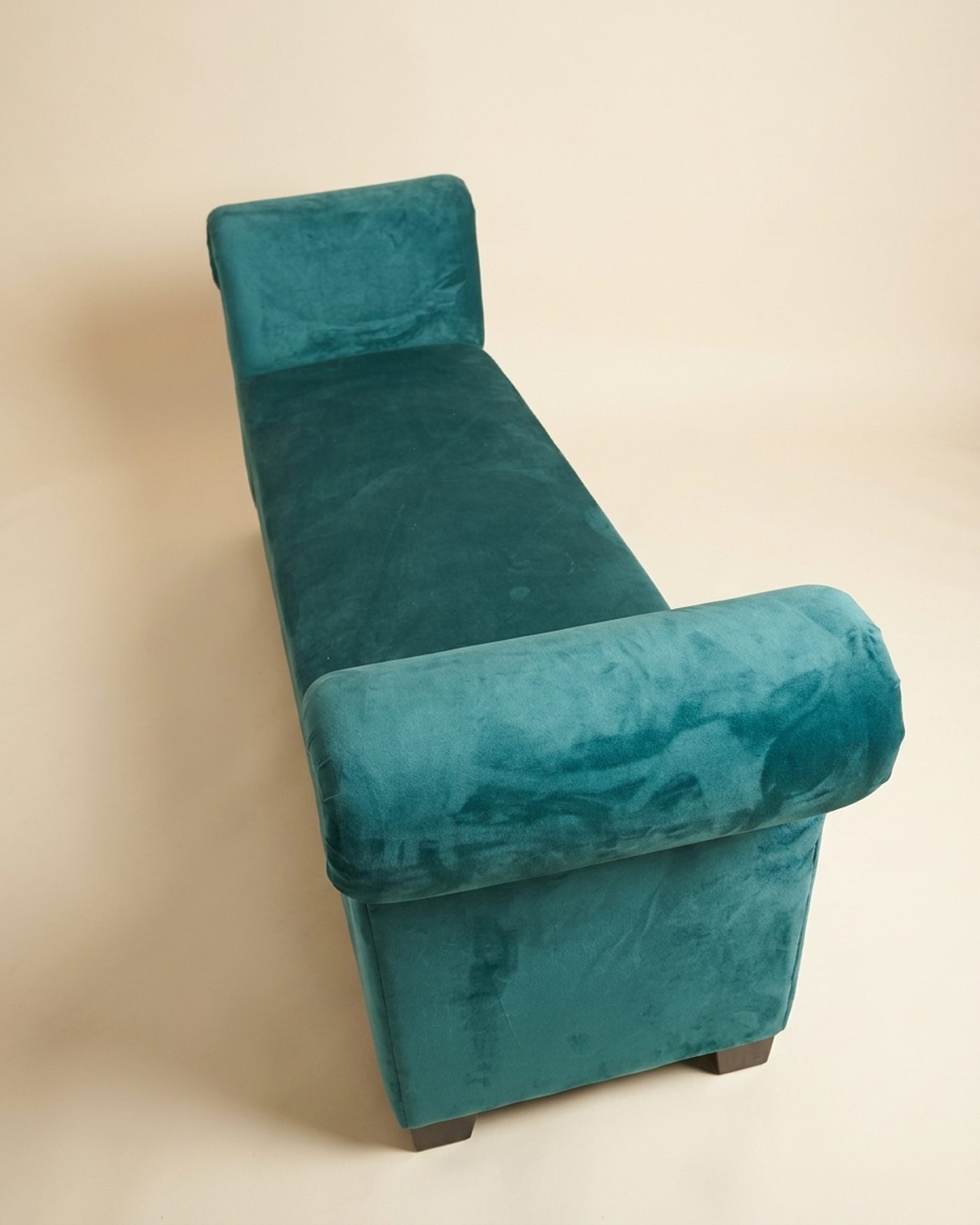 Scroll velvet bench, view 2