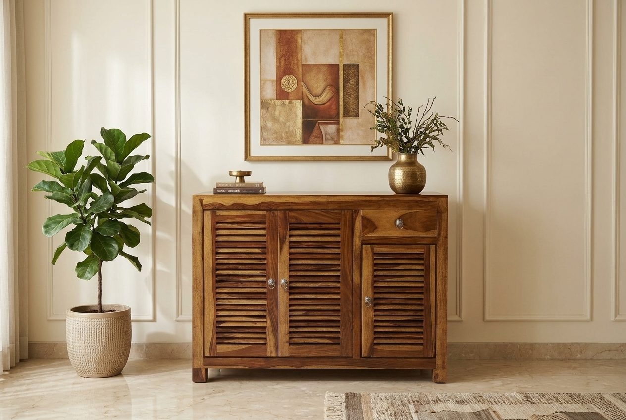 Shutterbox louvred sideboard in a styled room