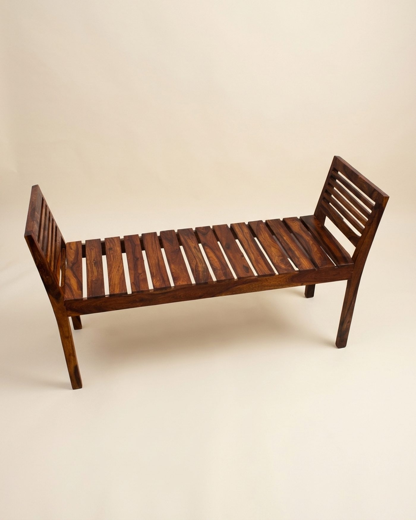 Slatted sheesham bench, view 3