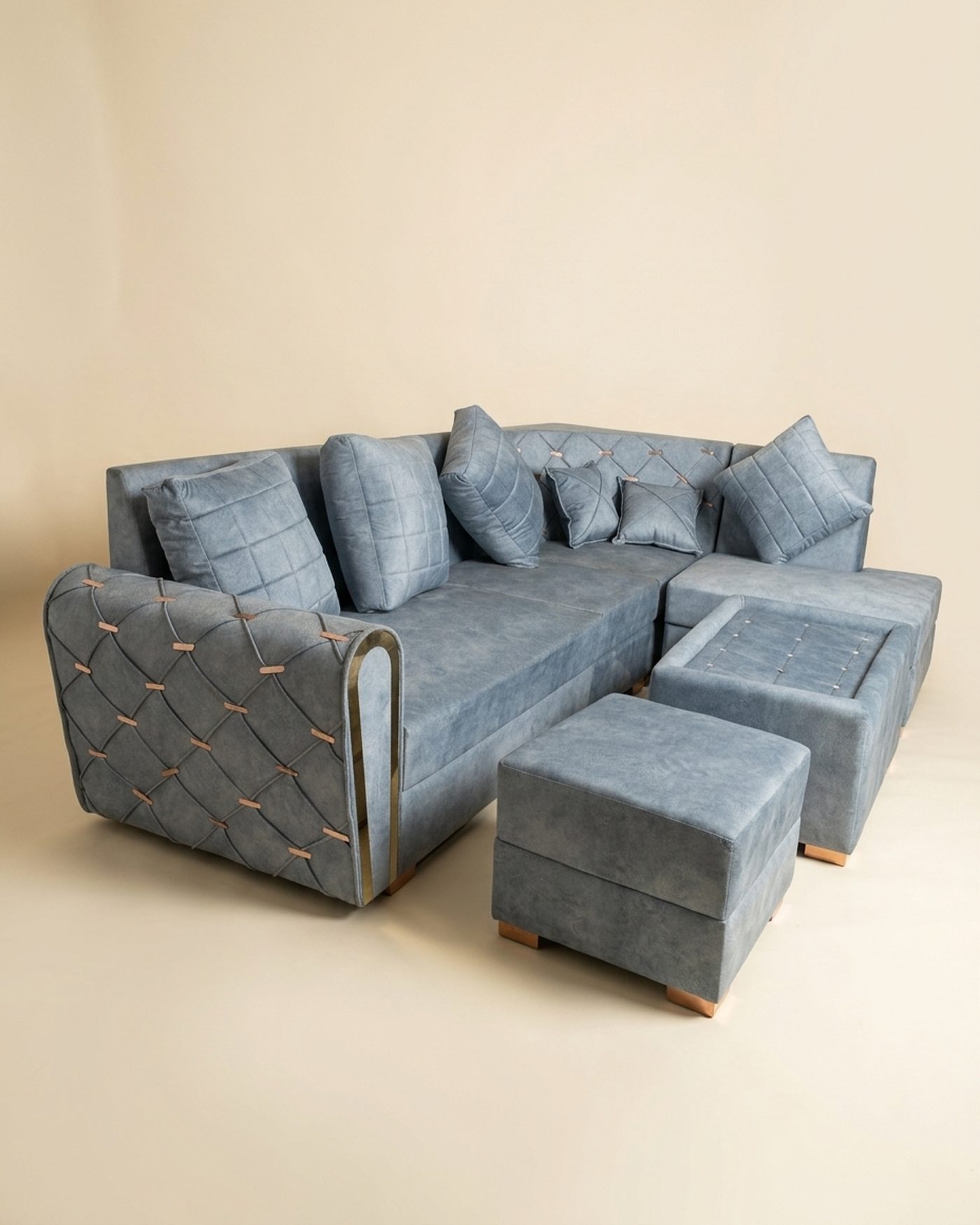 Smoke sectional with ottomans, view 3