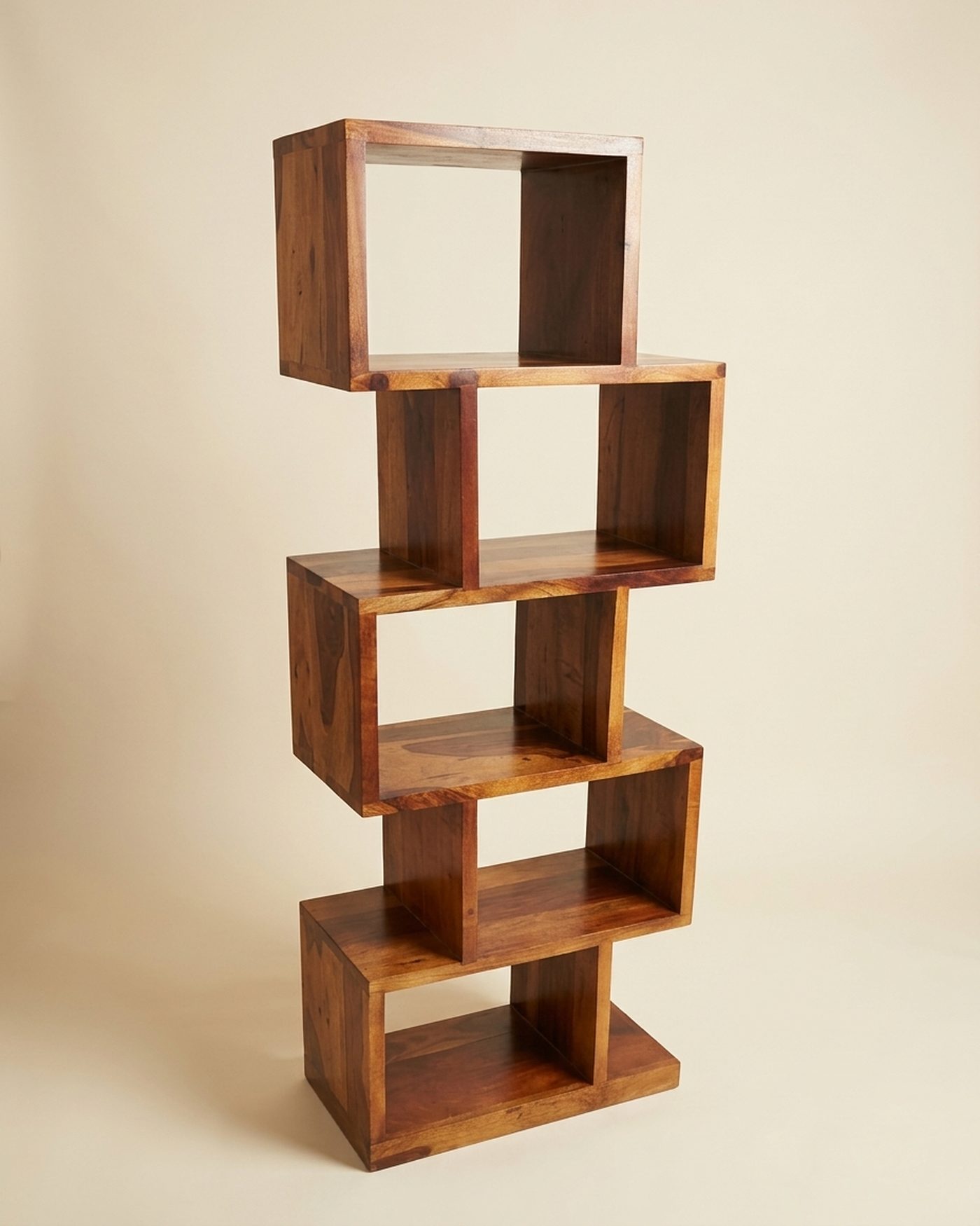 Stairstep zigzag bookshelf, studio photo
