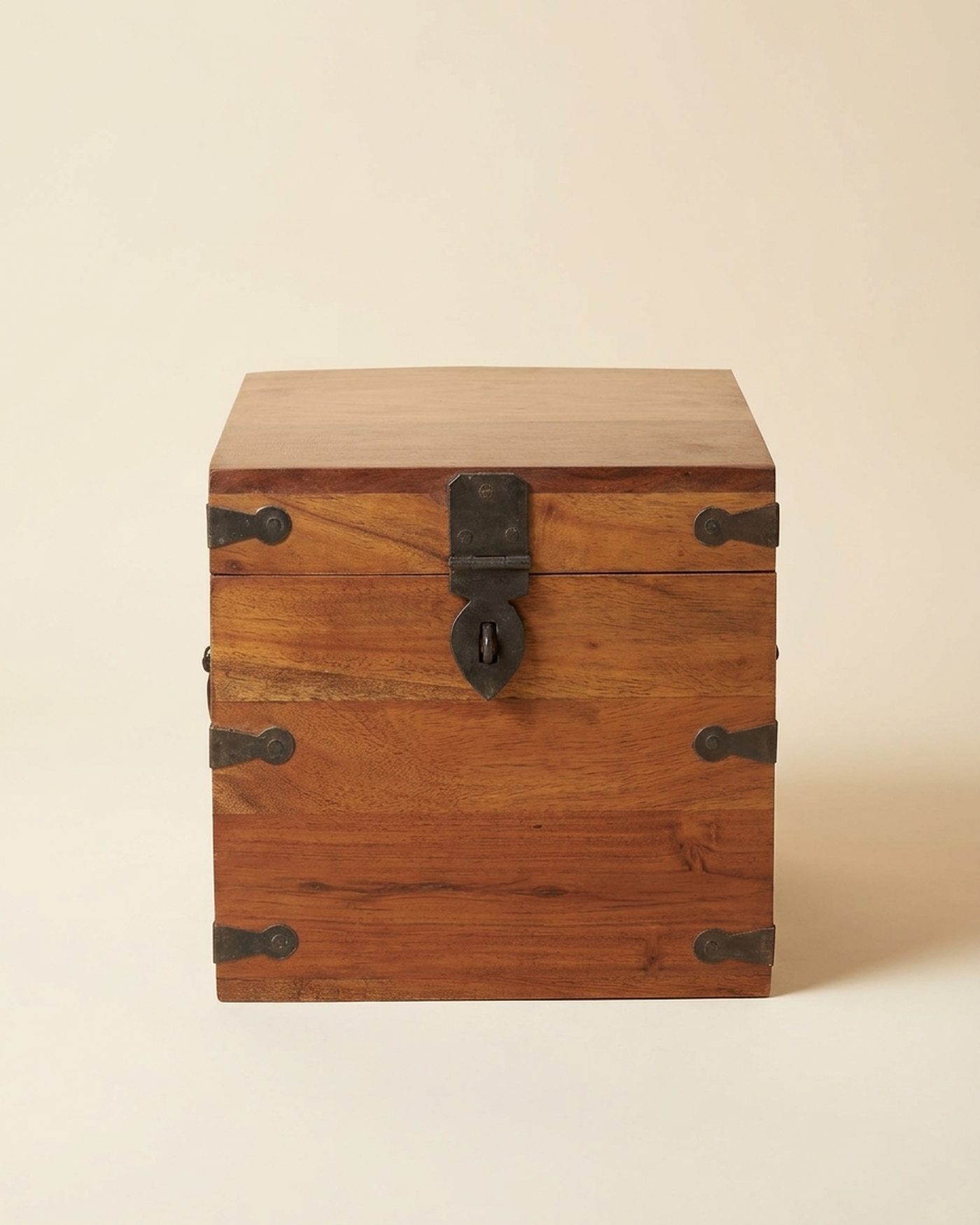 Strapwork iron-strap chest, studio photo