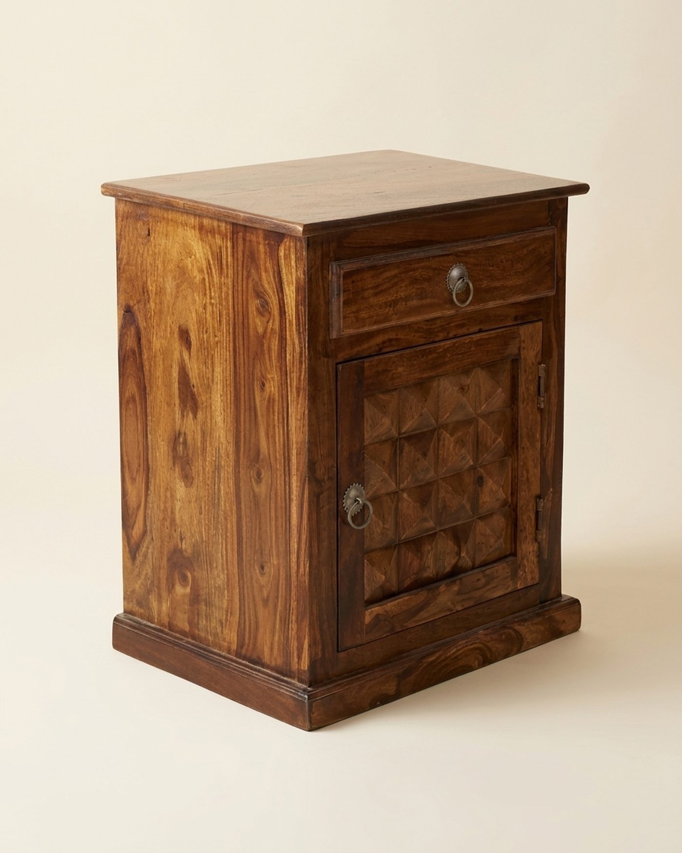 Stud carved bedside cabinet, view 2