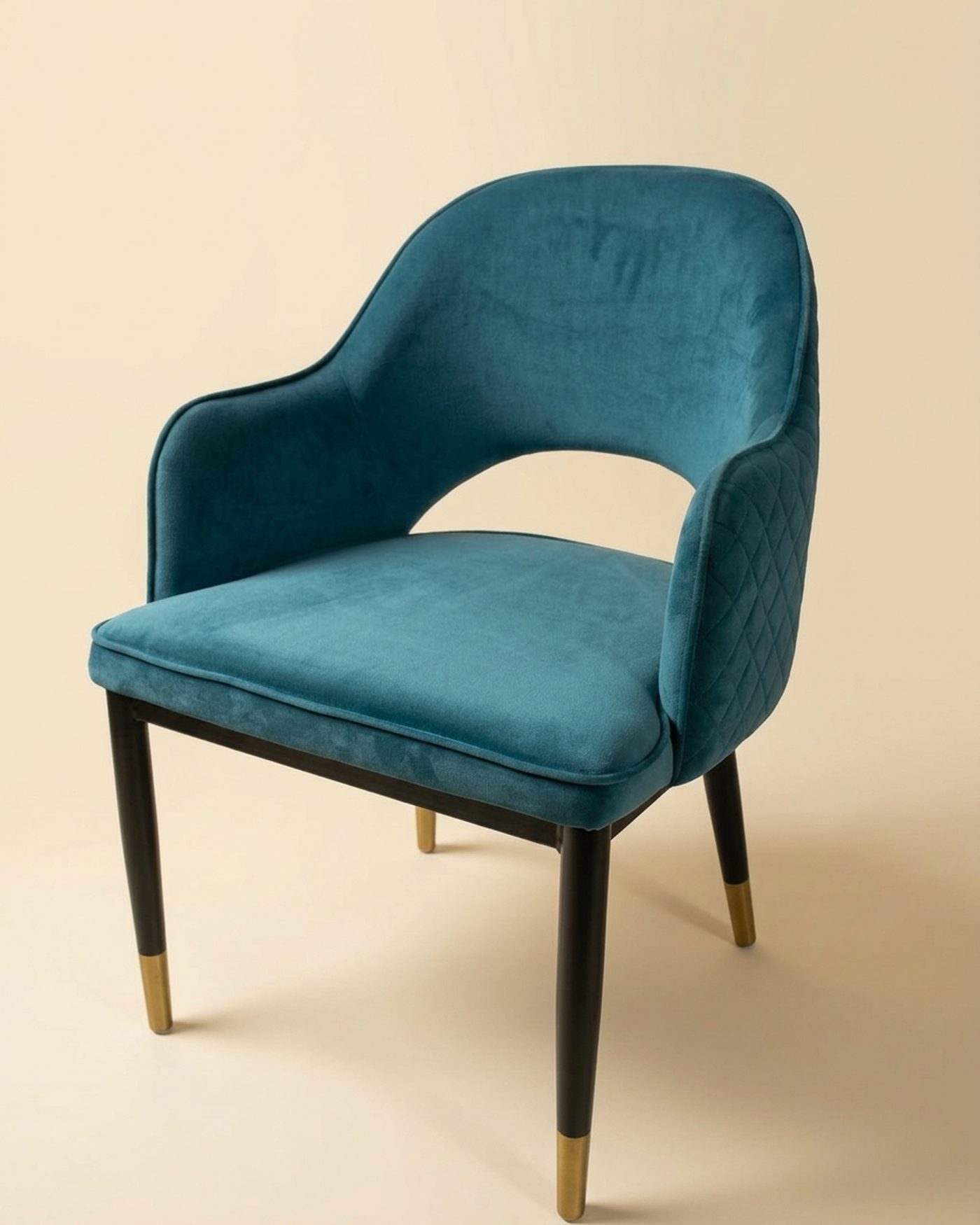 Teal Arc velvet accent chair, view 3