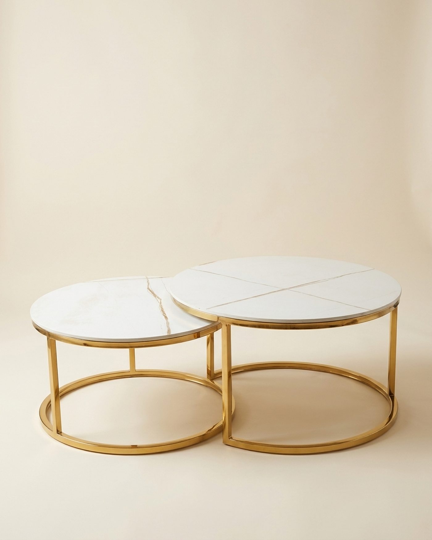 Twin Moon nesting coffee tables, studio photo