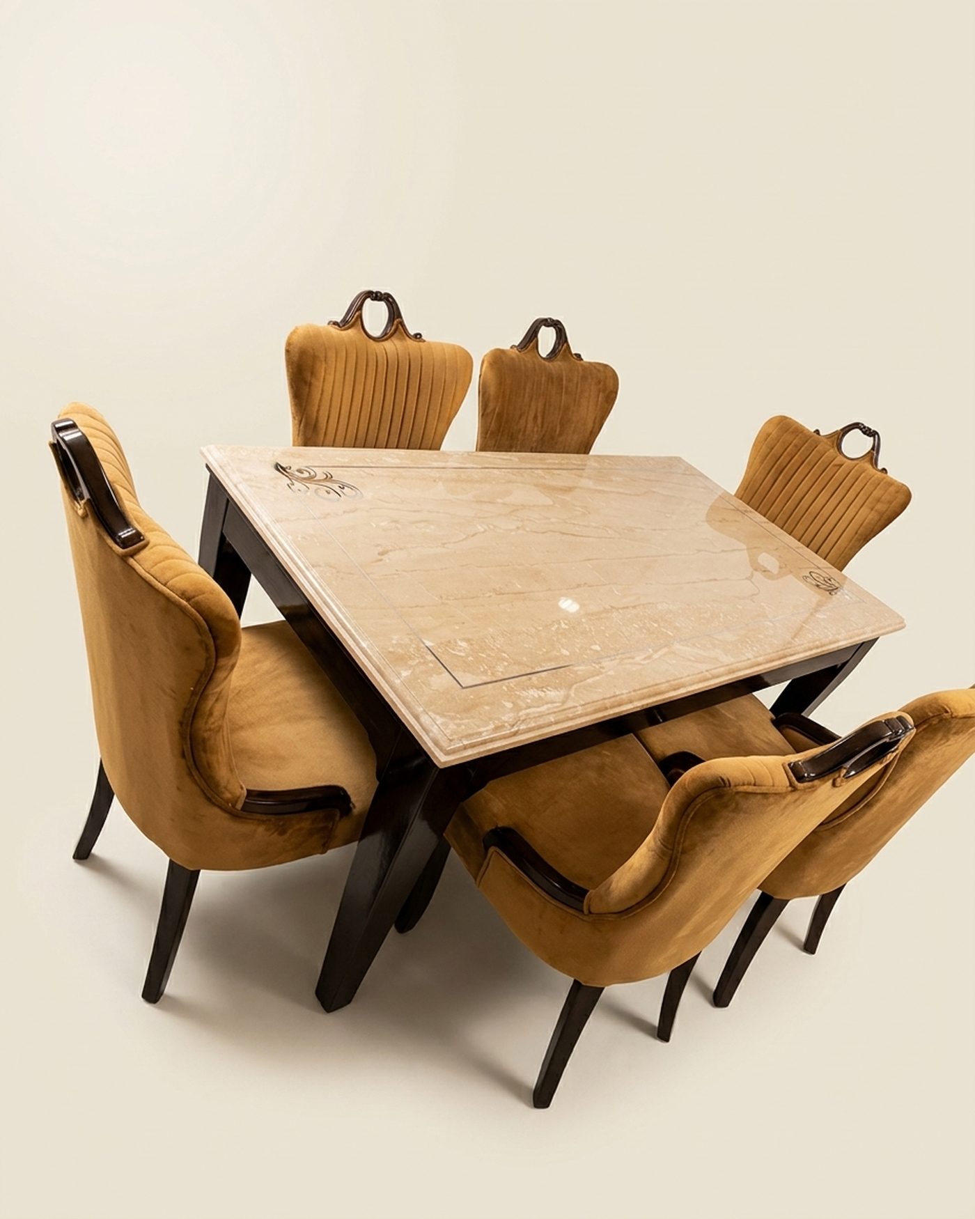 Amber velvet dining set, view 2