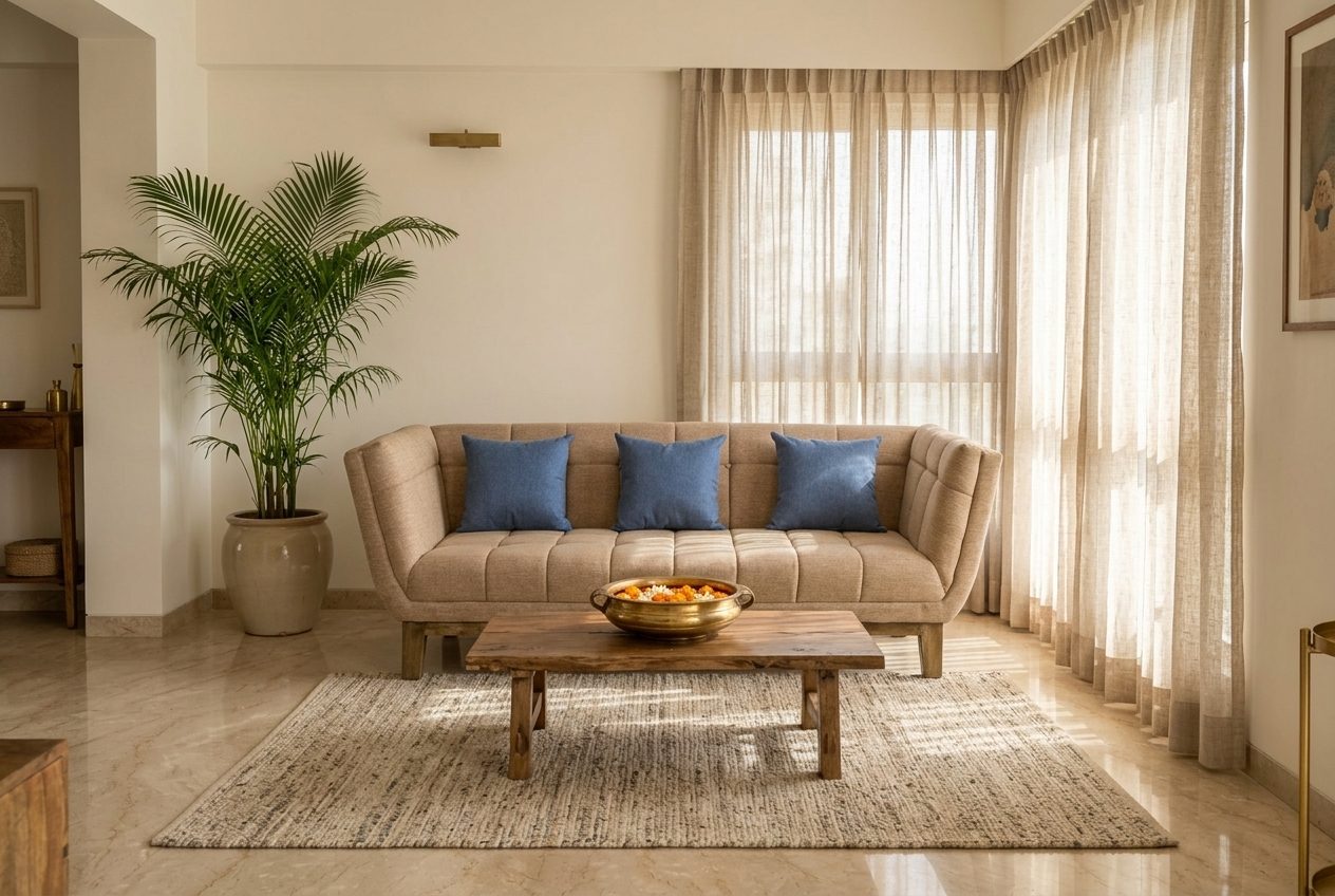 Biscuit channel-back sofa in a styled room