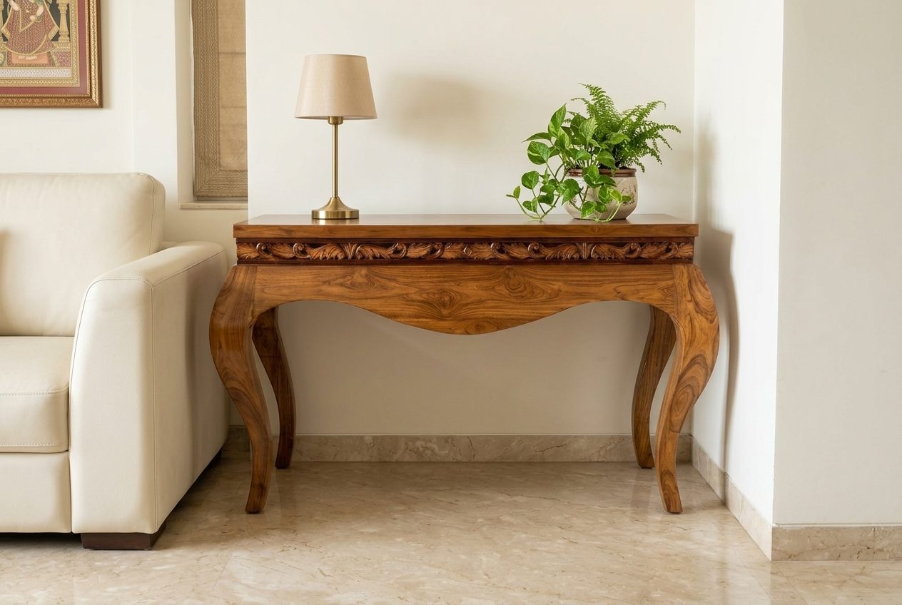 Bombay carved console in a styled room