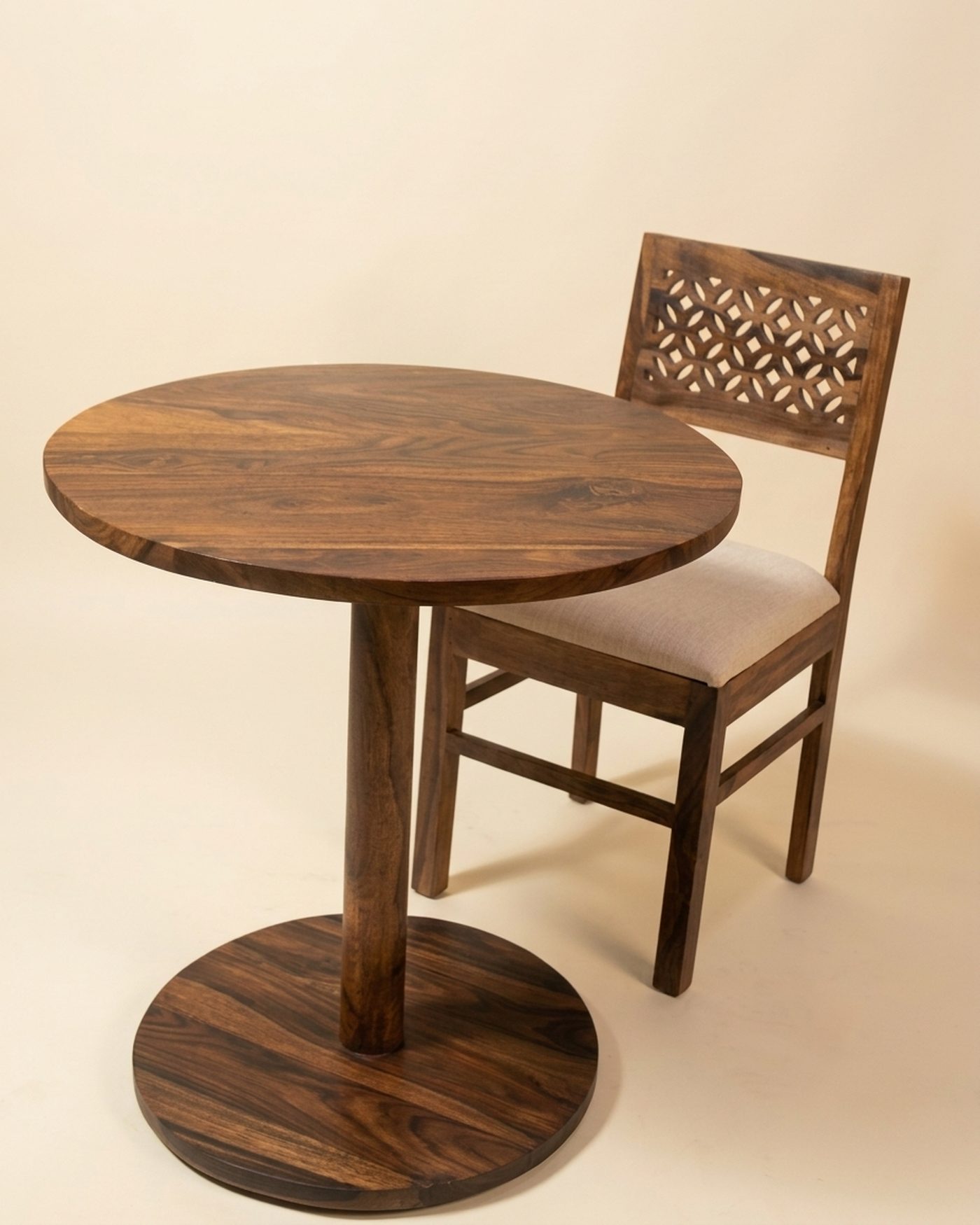 Café bistro table and chair, studio photo