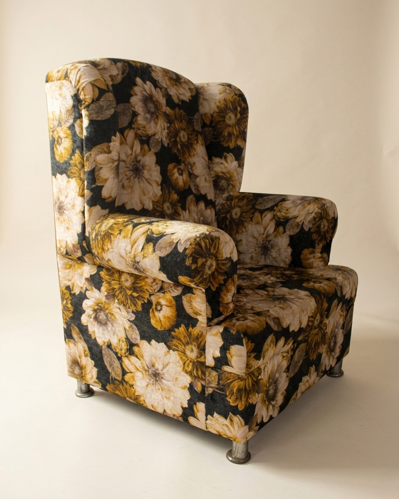 Chintz floral wingback, view 2