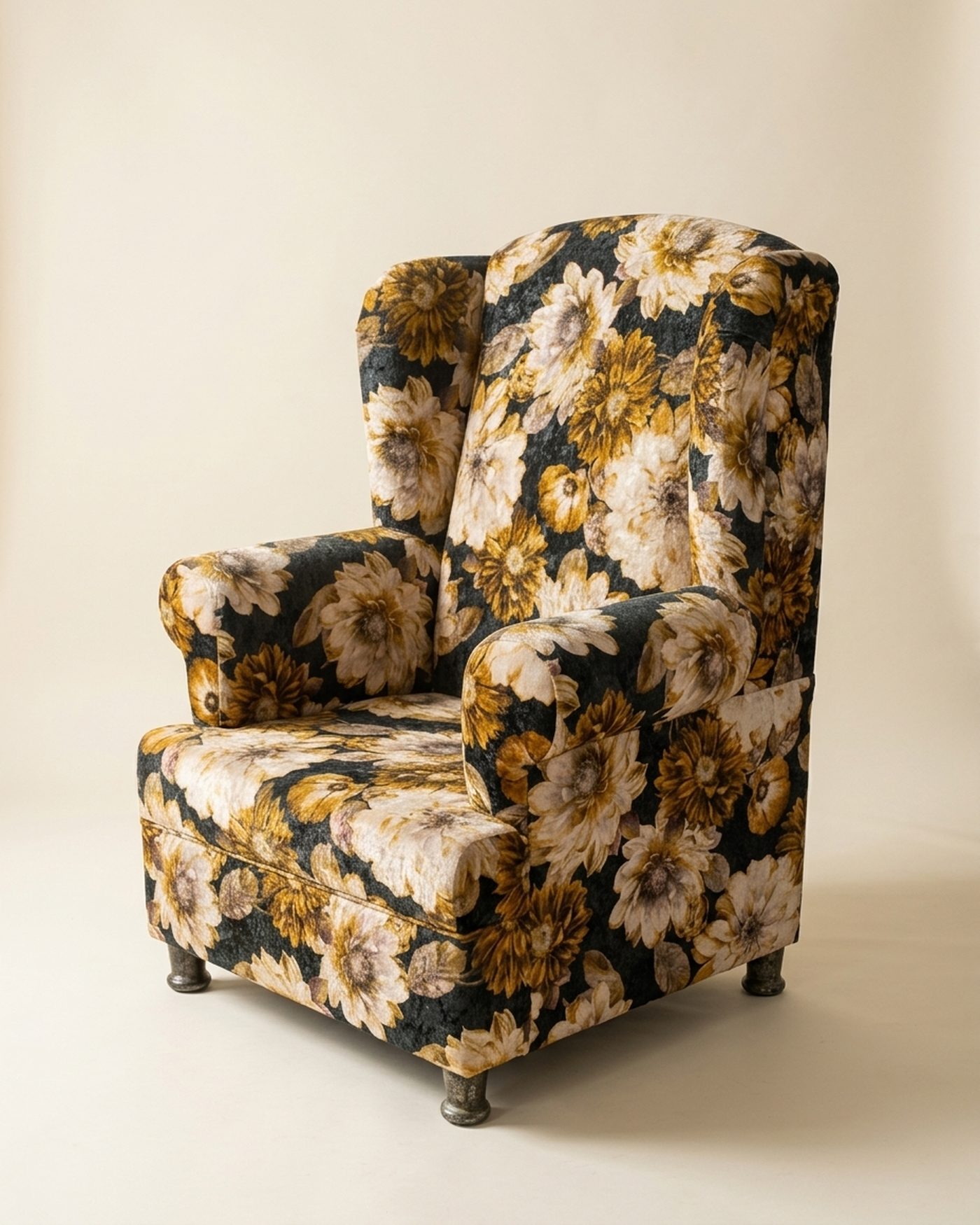 Chintz floral wingback, view 3