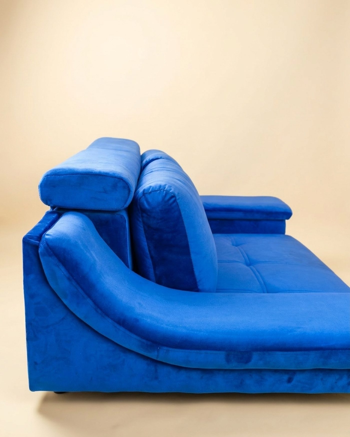 Cobalt velvet loveseat, view 3