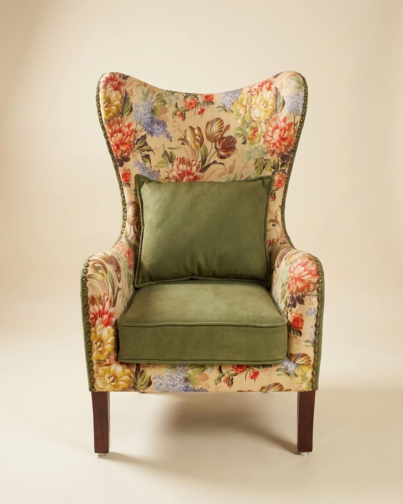 Garden floral wingback, studio photo