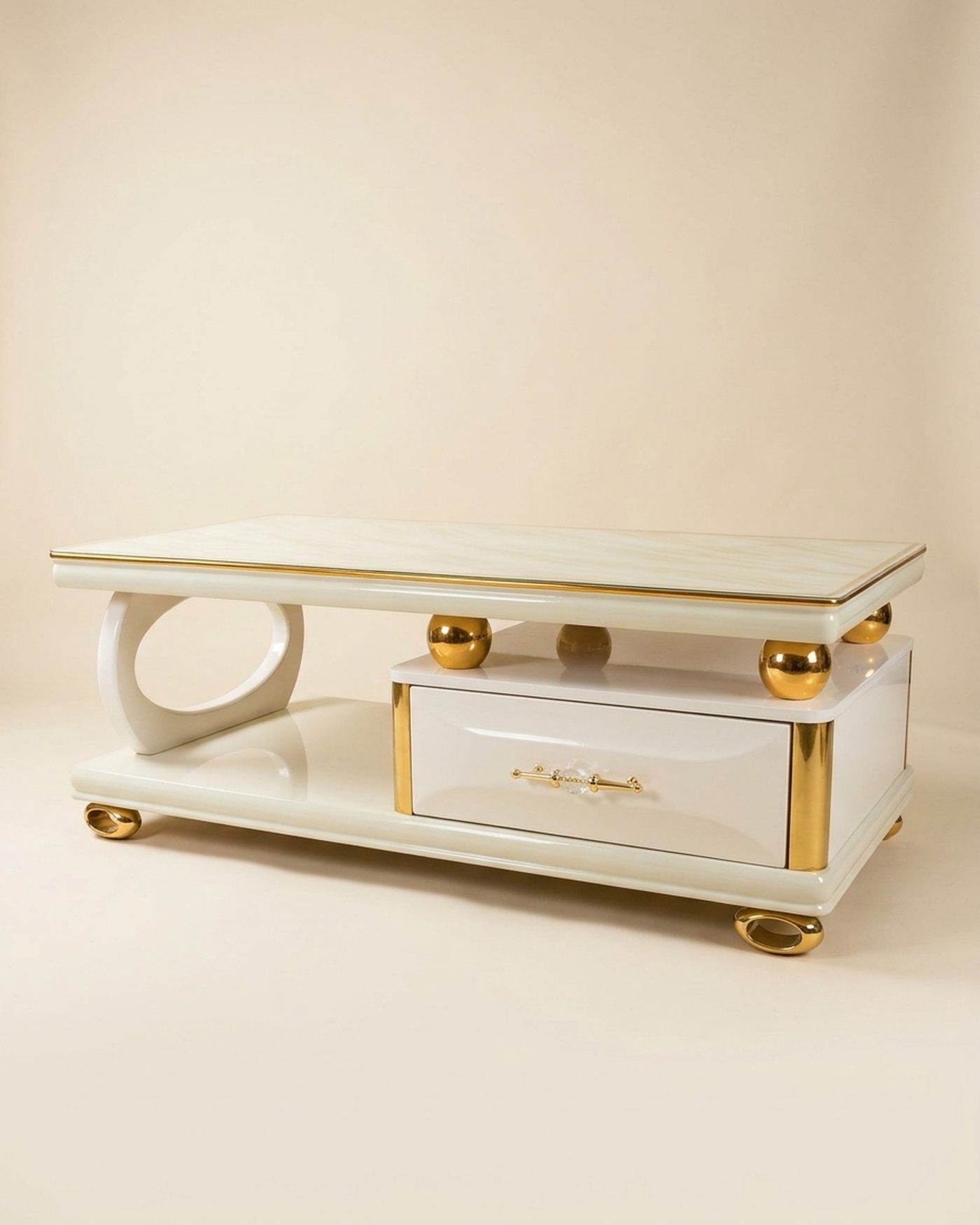 Gilded lacquer tv cabinet, studio photo