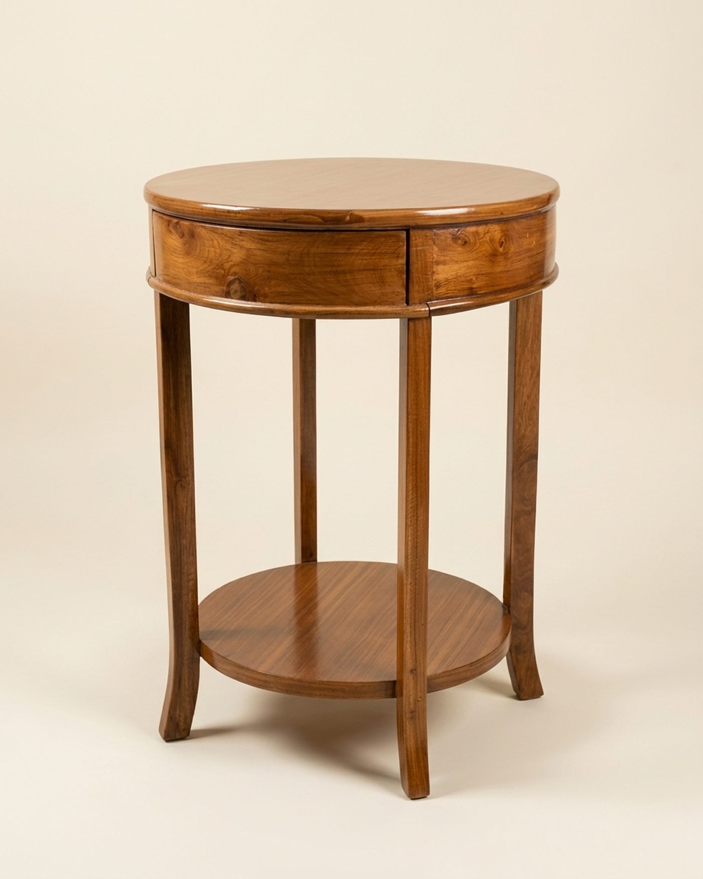 Halo Wood round side table, studio photo