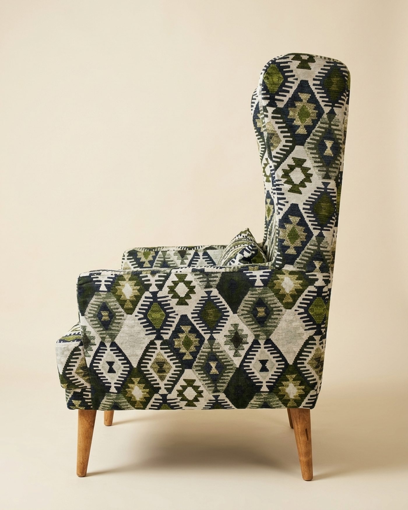 Ikat printed wingback, view 3
