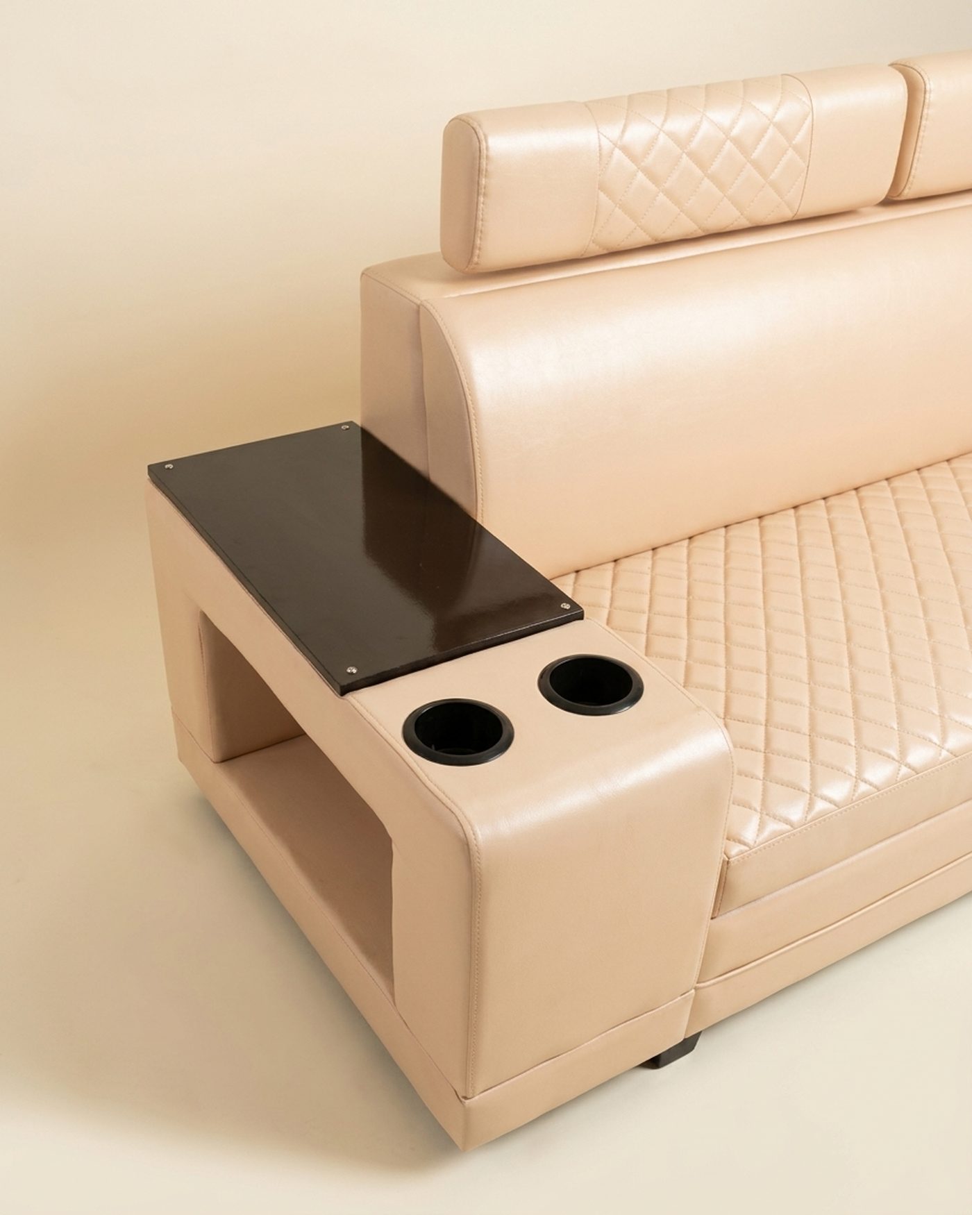 Lounge leather sectional with consoles, view 3