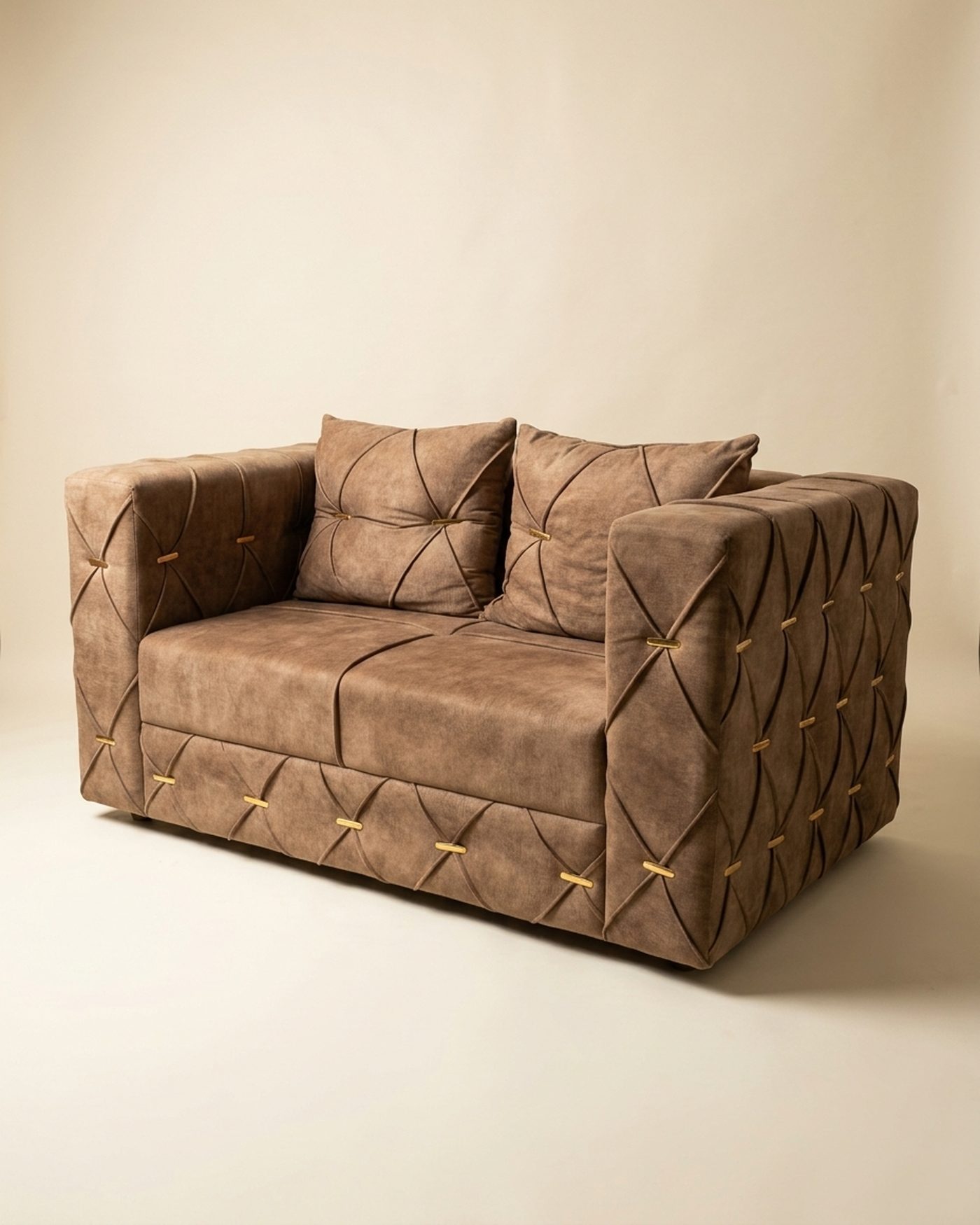 Mocha Quilt quilted loveseat, view 3
